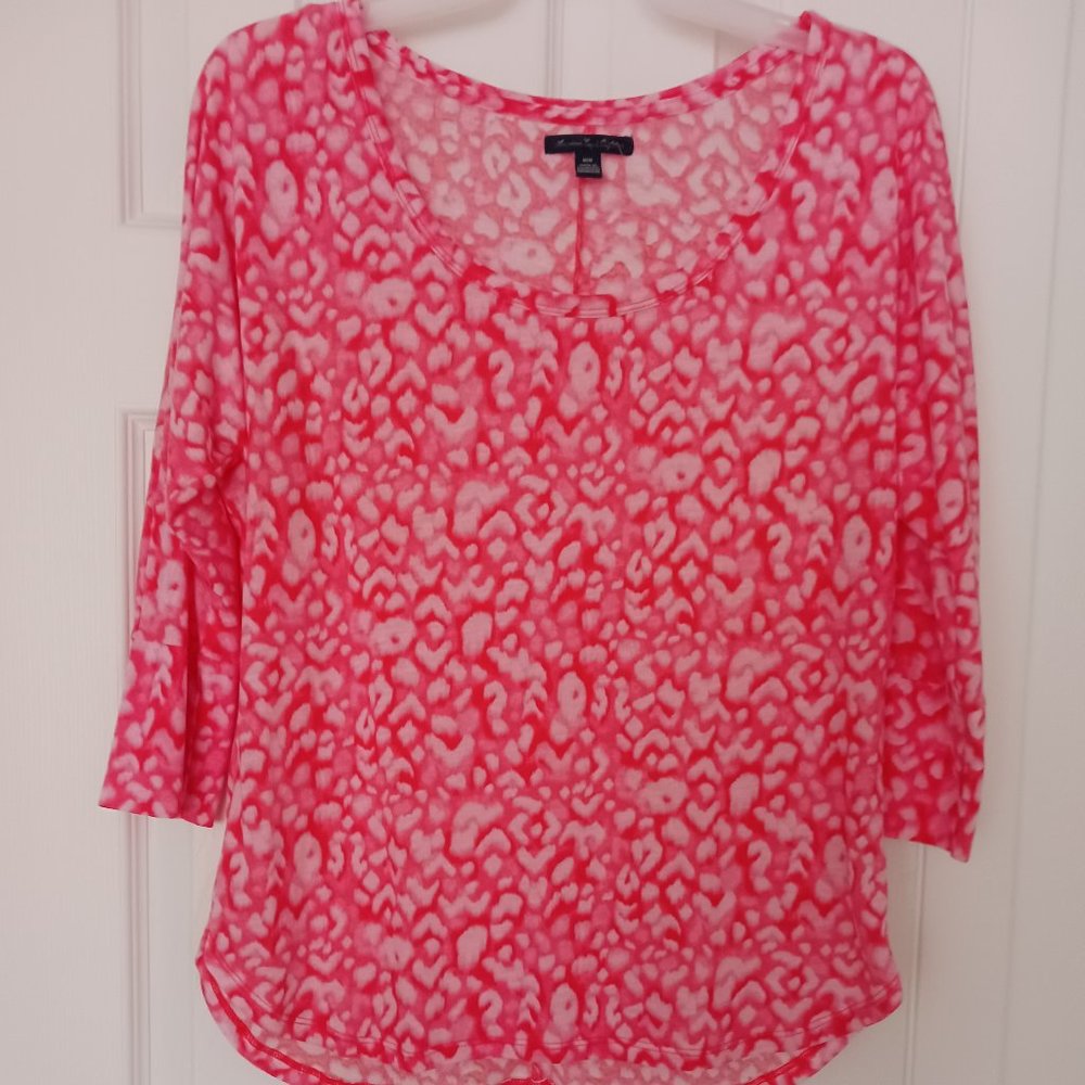 LAST CALL American Eagle Womens Pink Leopard Print 3/4 Sleeve Top Size M